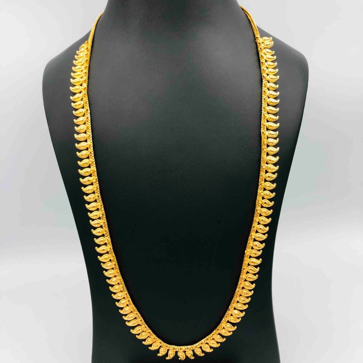 Leaf Motif Gold Finish Long Necklace
