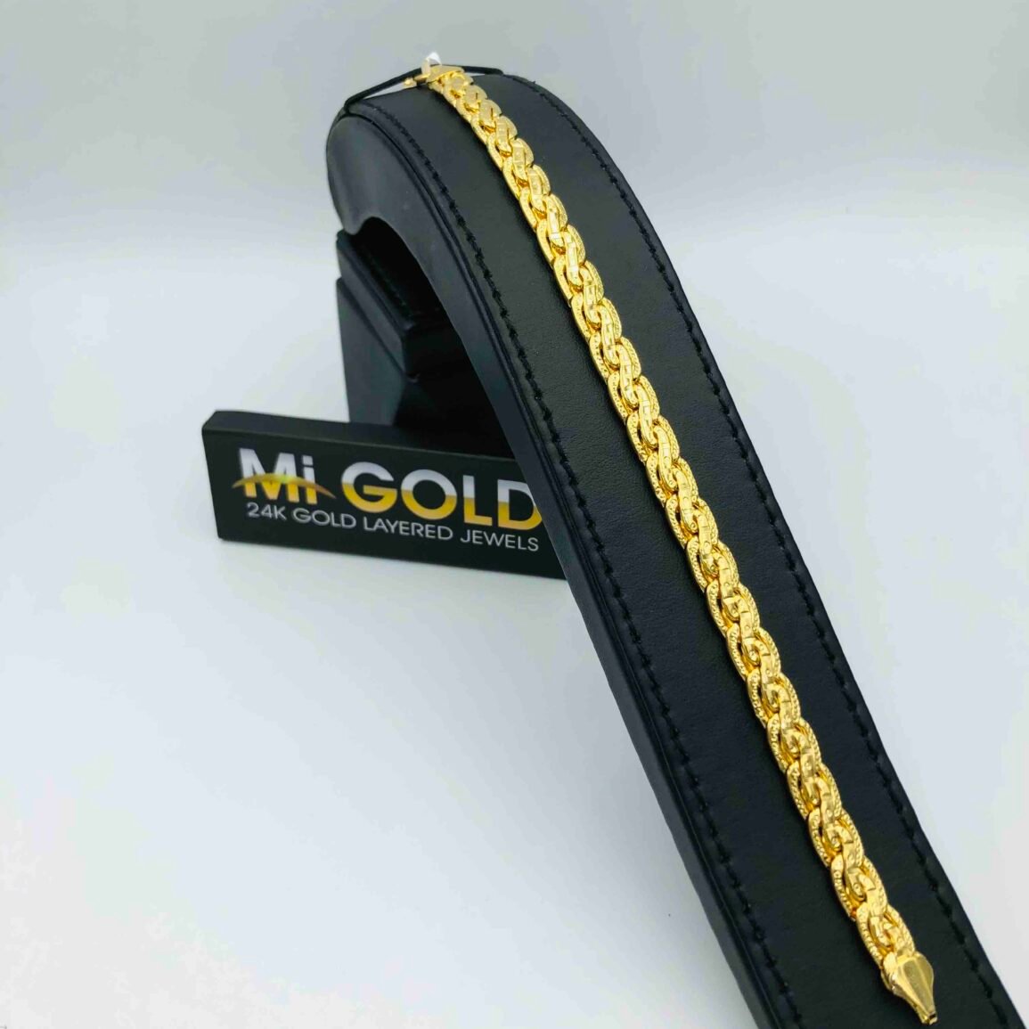 Gold-Plated Textured Link Bracelet